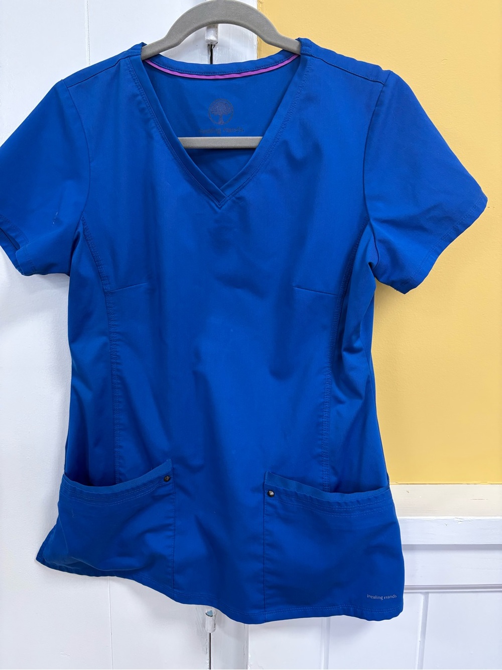 healing hands Royal Blue V-Neck Scrub Top
